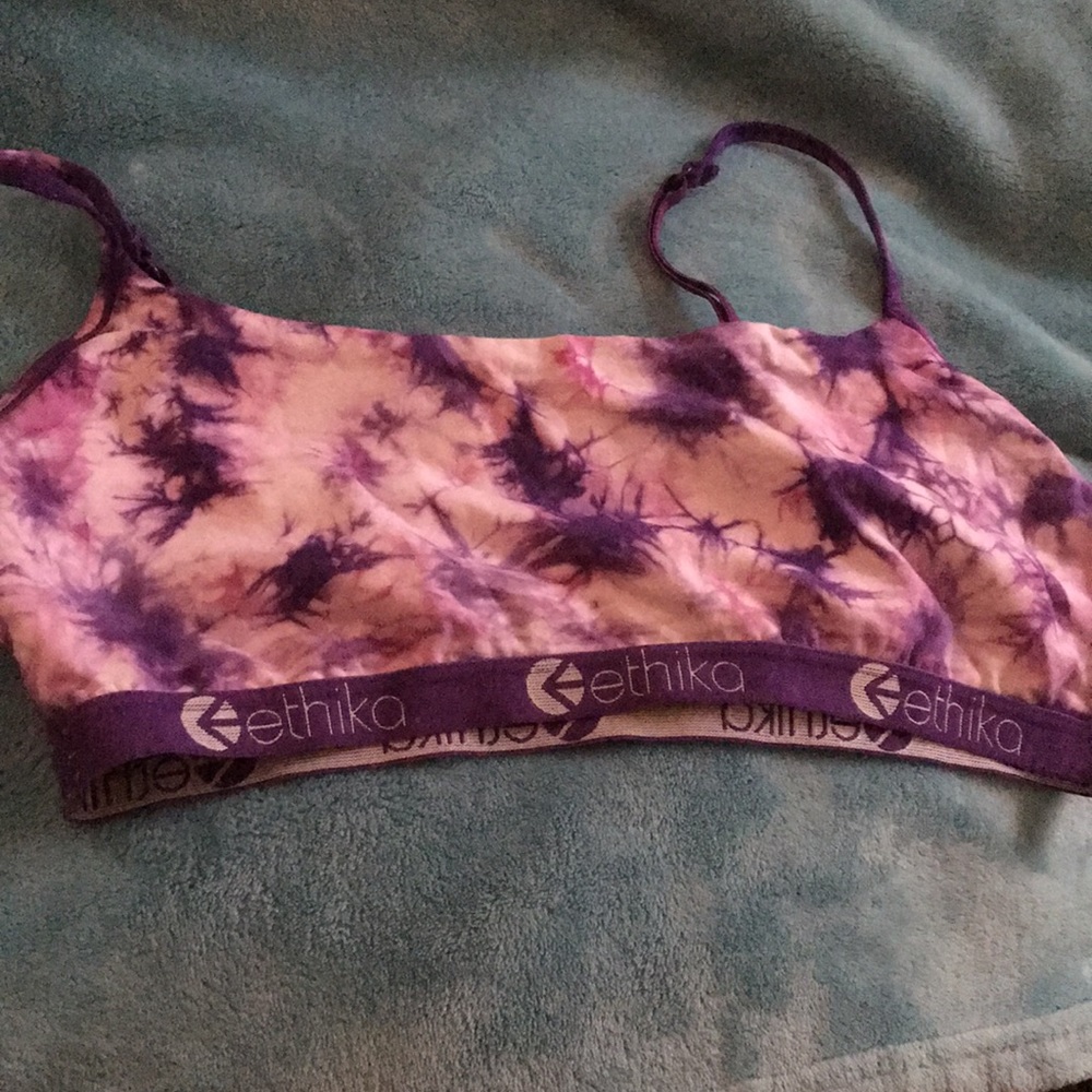 Purple Tie dye ethika sport bra